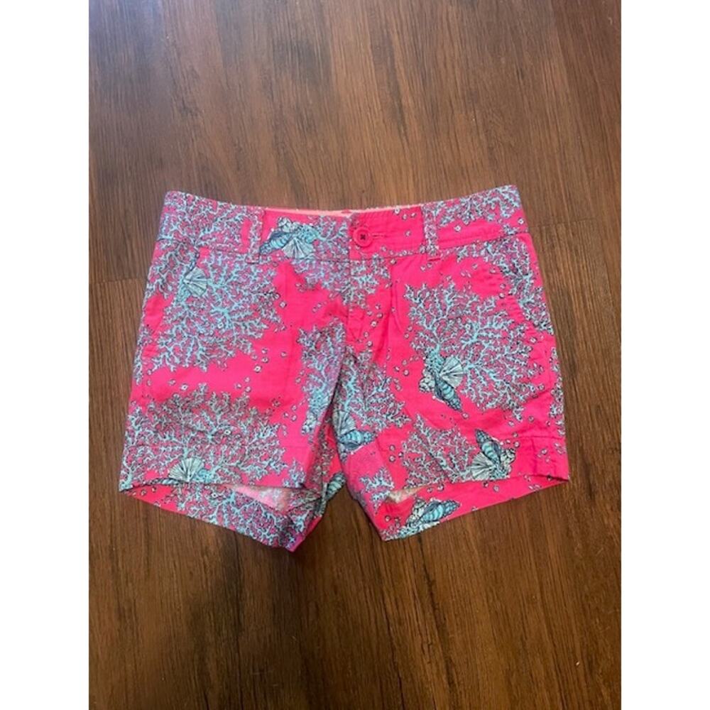 Lilly‎ Pulitzer Size 00 Callahan Shorts Pink Blue Coral